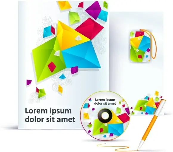 brand identity templates colorful 3d geometric decor