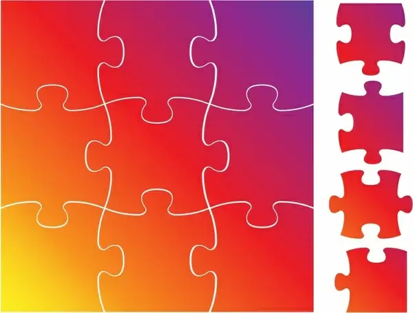 jigsaw puzzles design elements shiny modern colored flat
