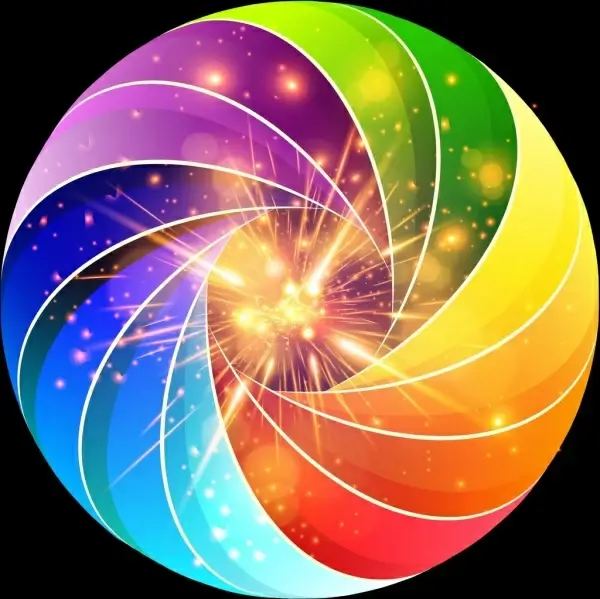 colorful sparkling background whirling lines style design