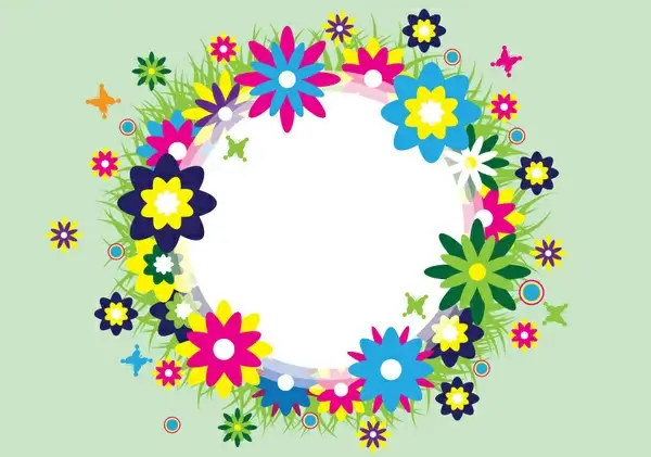 colorful spring wreath vector