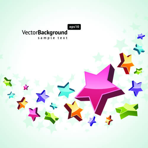 colorful stars with backgrounds vector set