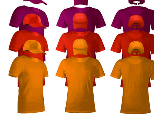 colorful t shirts and caps uniform vector template
