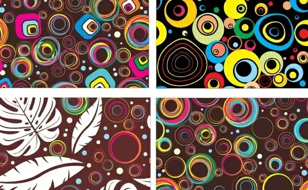 abstract pattern background sets colorful circles leaves decoration