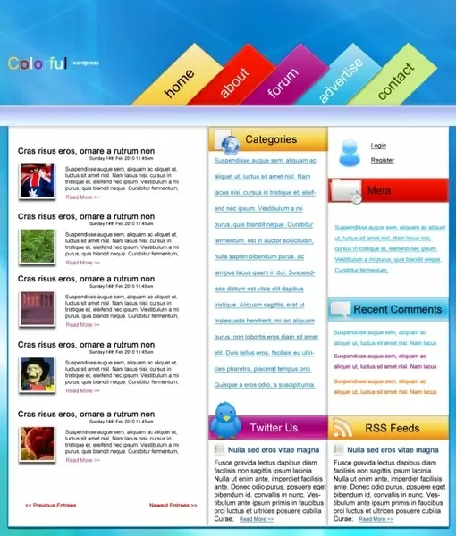 Colourful WordPress – Free PSD Template