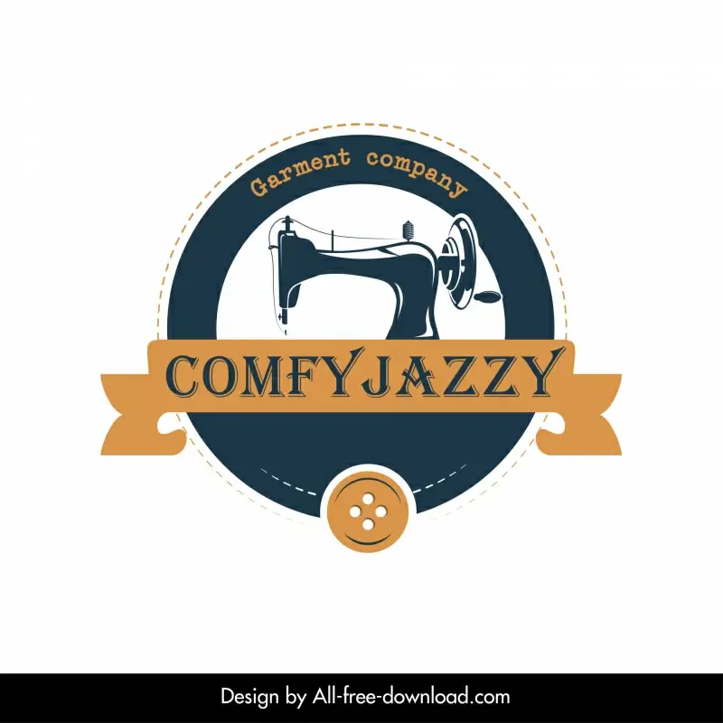 comfyjazzy garment company logotype vintage sewing machine ribbon button symmetry design