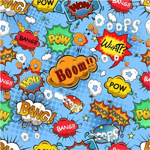 comic explosion speech bubbles vector seamless pattern