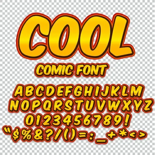 comic styles alphabet with numbers and symbol vector set