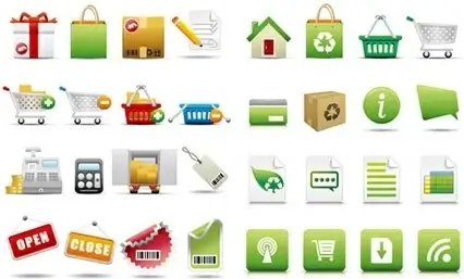 commerce icons collection various colored symbols design