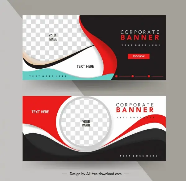 company banner templates dynamic curves checkered decor