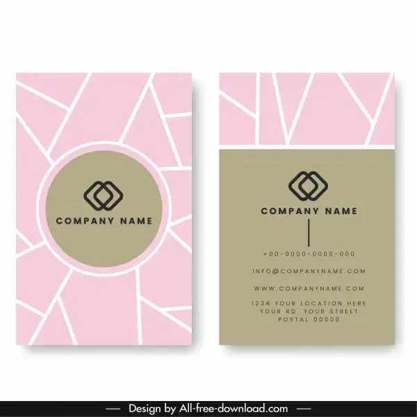 company card template modern flat pink grey decor