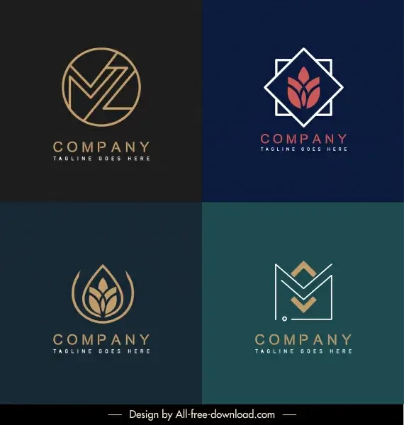 company logo templates flat floral house symbols
