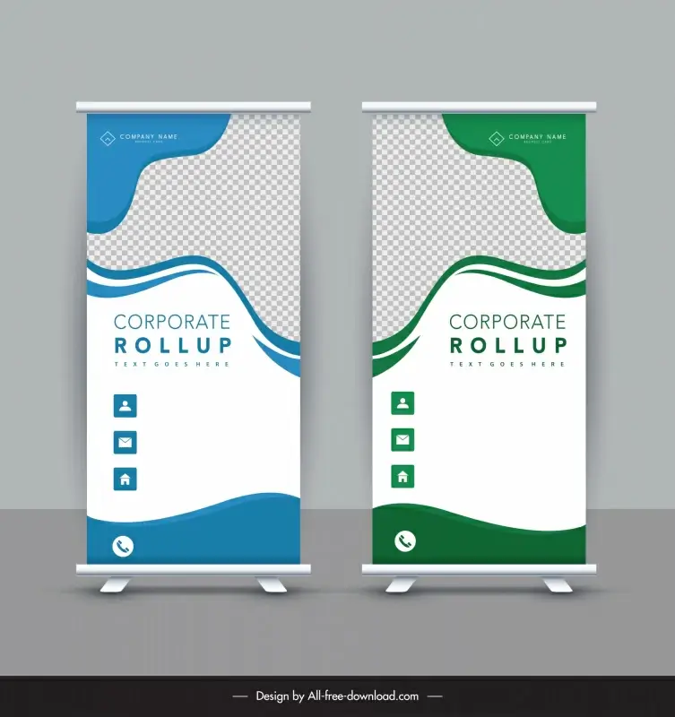company promotional roll up banner templates elegant checkered curves