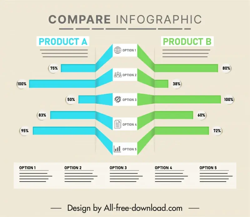 compare infographic template elegant 3d symmetric bar chart