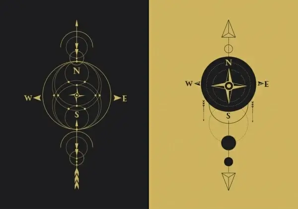 compass background templates flat circles arrows ornament 
