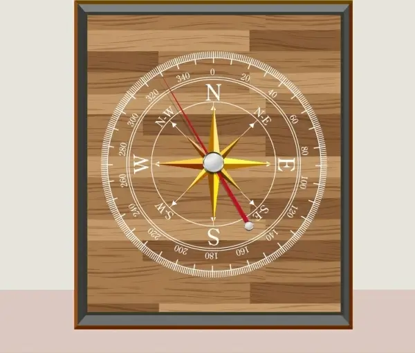compass painting wooden decor realistic design