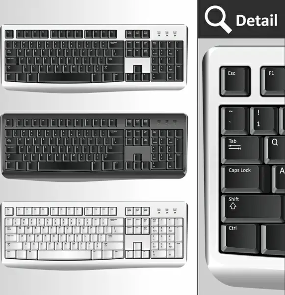 computer keyboard templates modern black white sketch