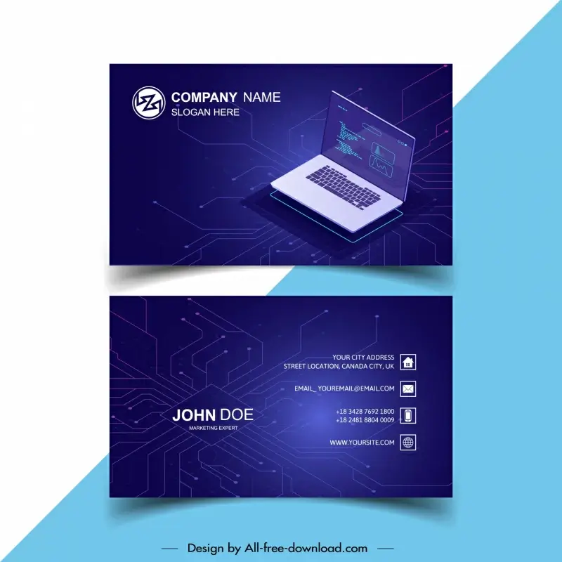 computer business card templates elegant 3d  computing elements