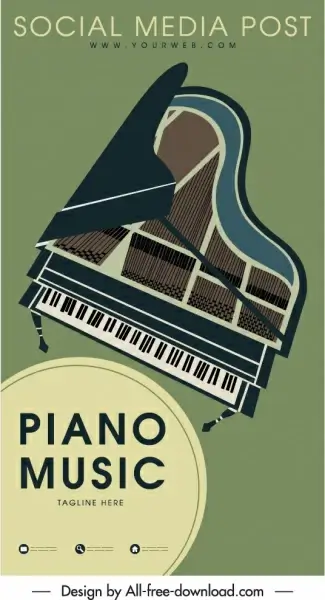 concert advertising banner piano sketch retro design