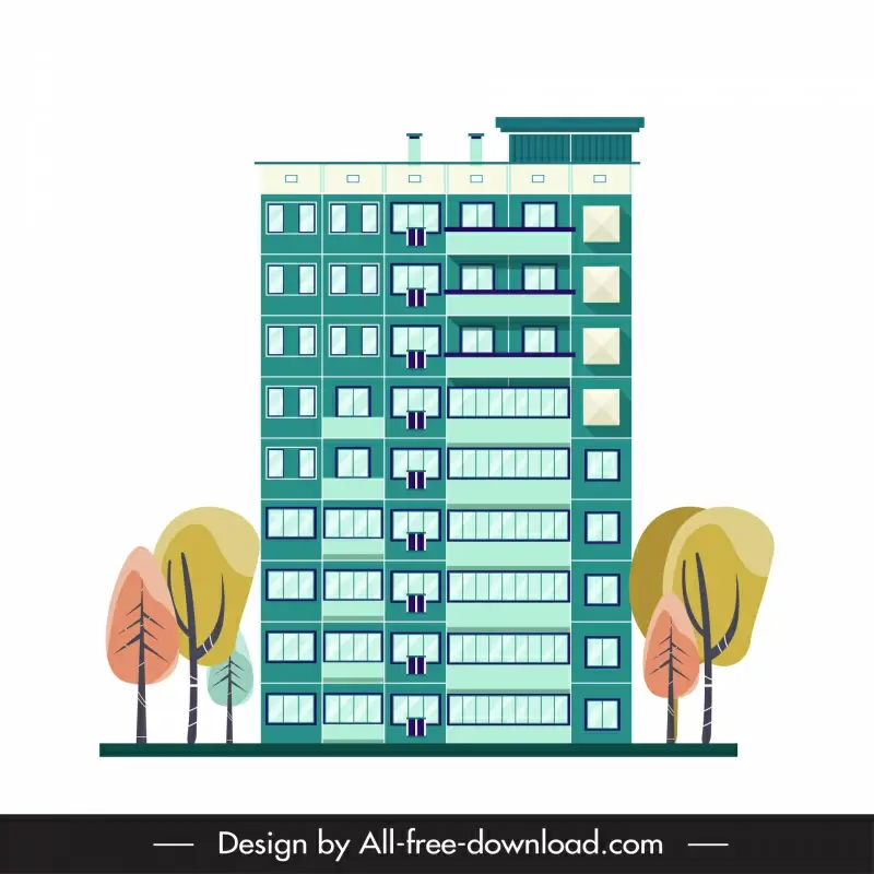 condominium apartment icon flat modern sketch