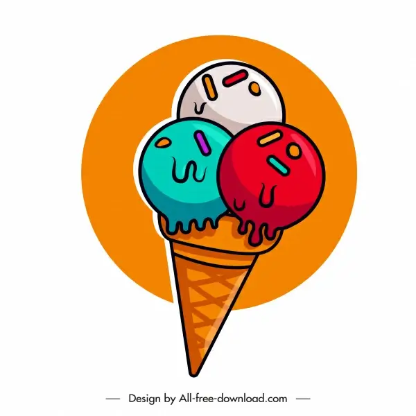 cone ice cream icon colorful flat classic
