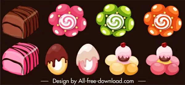 confectionery design elements chocolates candies sketch