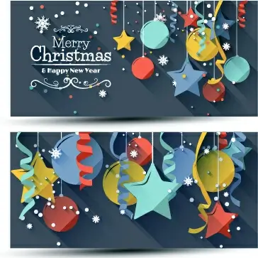 confetti with balloon christmas banners vector