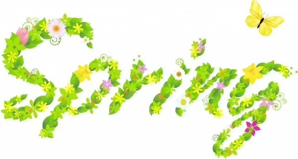 spring background colorful flowers texts layout bright modern