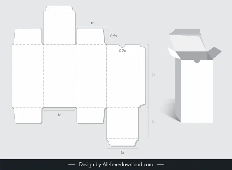 container packaging advertising template flat papercut 3d box sketch modern design 