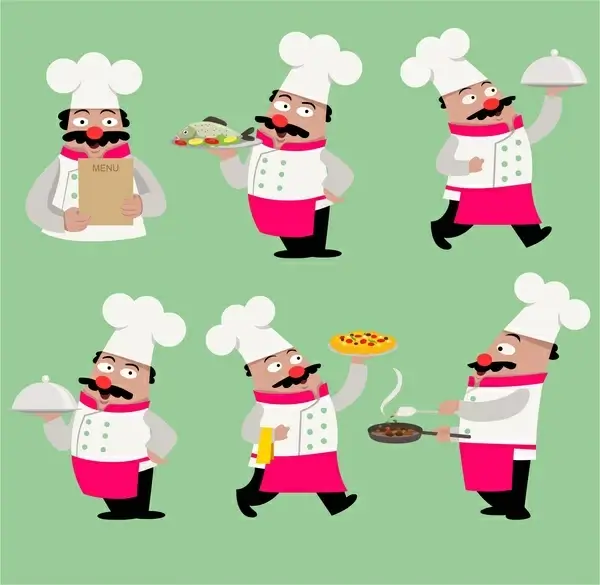 cook icons illustration in various poses