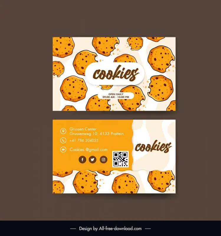 cookie business card template flat classical handdrawn
