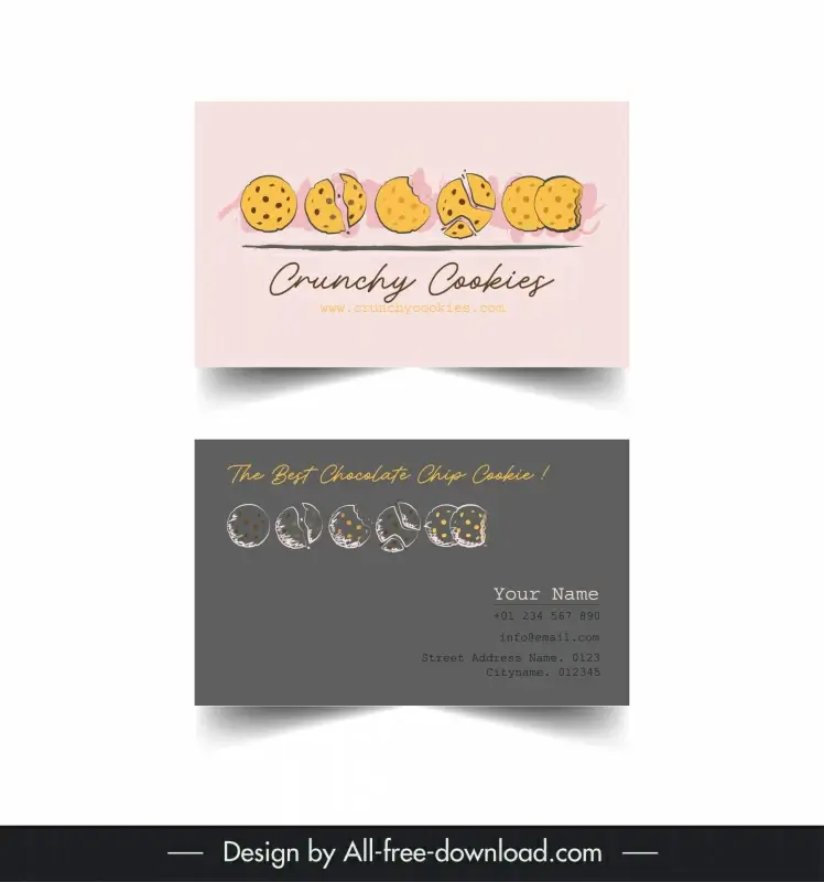 cookies business card template retro vintage handdrawn