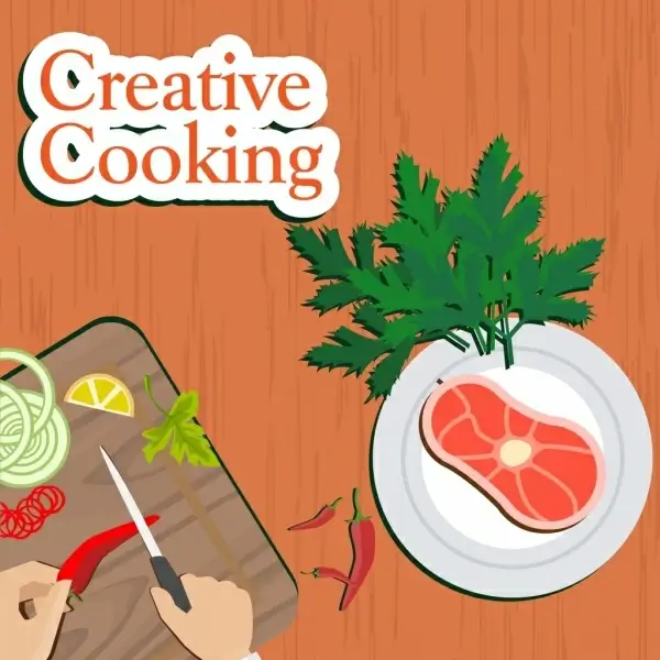 cooking promotion banner kitchenwares meat icons ornament