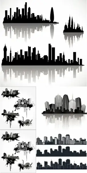 cool vector silhouette of the city