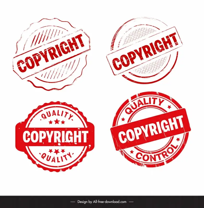 copyright stamps templates collection flat classical circle shapes