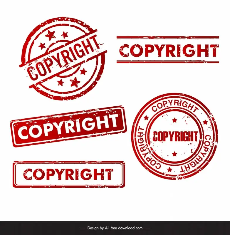 copyright stamps templates collection flat retro shapes