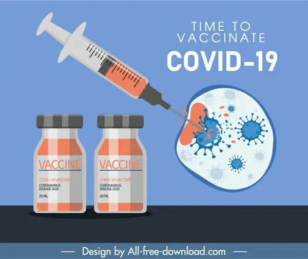 corona virus vaccination poster injection needle viruses attack