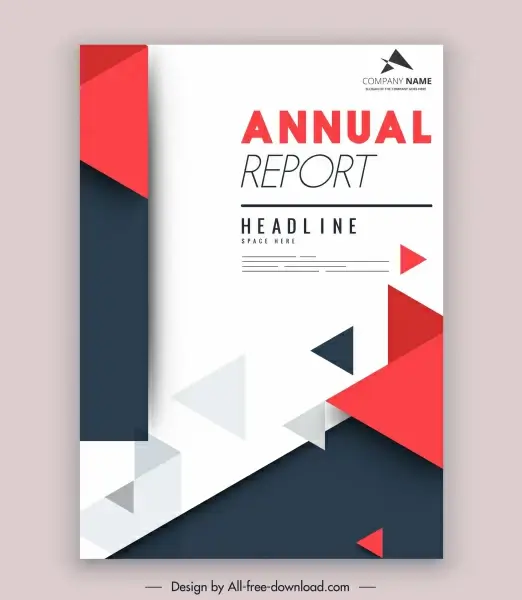 corporate annual report template modern elegant triangles decor