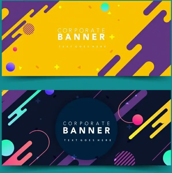 corporate banner sets colorful abstract geometric decor