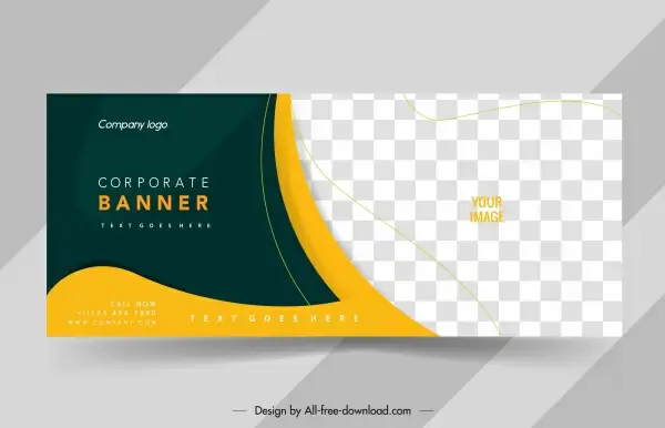 corporate banner template elegant checkered curves decor