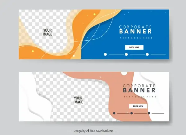 corporate banner templates abstract curves checkered decor