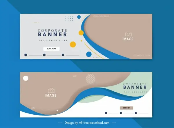corporate banner templates colorful abstract curves decor