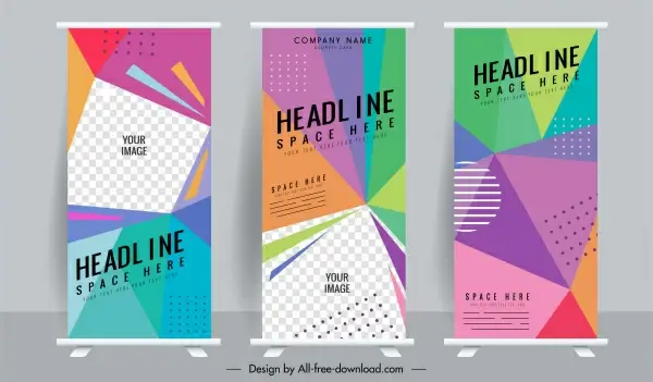corporate banner templates colorful geometric decor standee design