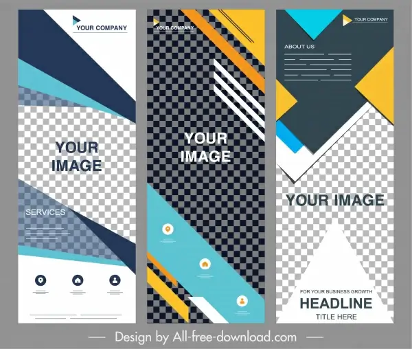 corporate banner templates colorful modern checkered abstract decor
