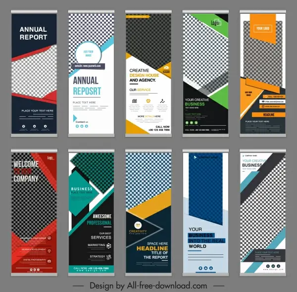corporate banner templates elegant modern checkerd vertical shapes