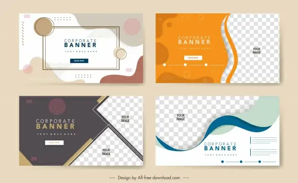 corporate banner templates modern abstract curves geometric decor