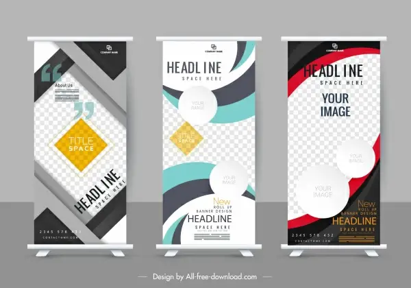 corporate banner templates modern colorful decor vertical design 