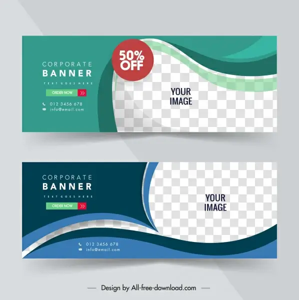 corporate banner templates modern elegant dynamic checkered curves