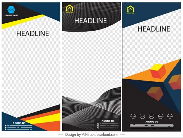 corporate banners templates modern colorful checkered geometric decor 