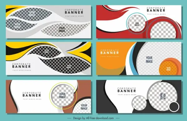 corporate banners templates modern colorful flat checkered decor