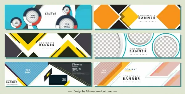 corporate banners templates modern flat colorful geometric decor